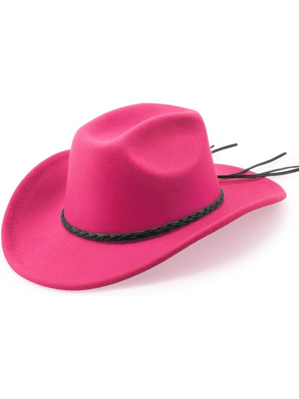 Men's Hot Pink Buckle Outdoor Wide Brim Retro Felt Fedora Cowboy Hat